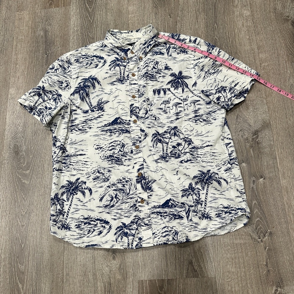 American Eagle Shirt Men's XL Hawaiian Tropical Palm Tree Button Down Shirt - Picture 6 of 11